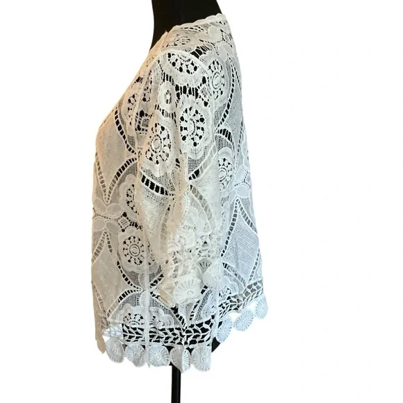 Chris McLaughlin White Crochet Open Front Cardigan XL - Picture 4 of 10